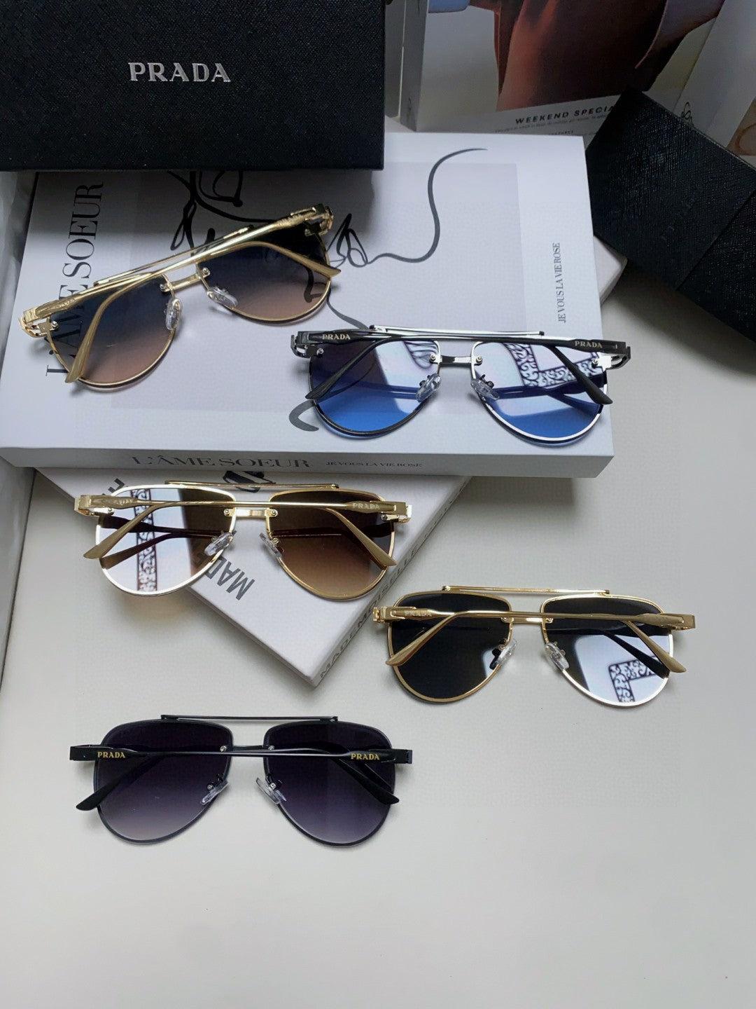 Prada Fashion Blue Lens Sunglasses for Men & Women - 487049 - detail image 8