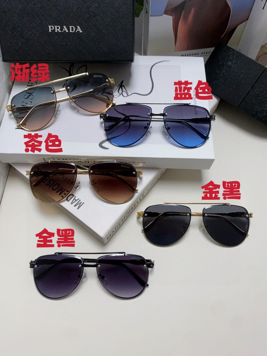 Prada Fashion Blue Lens Sunglasses for Men & Women - 487049 - detail image 9