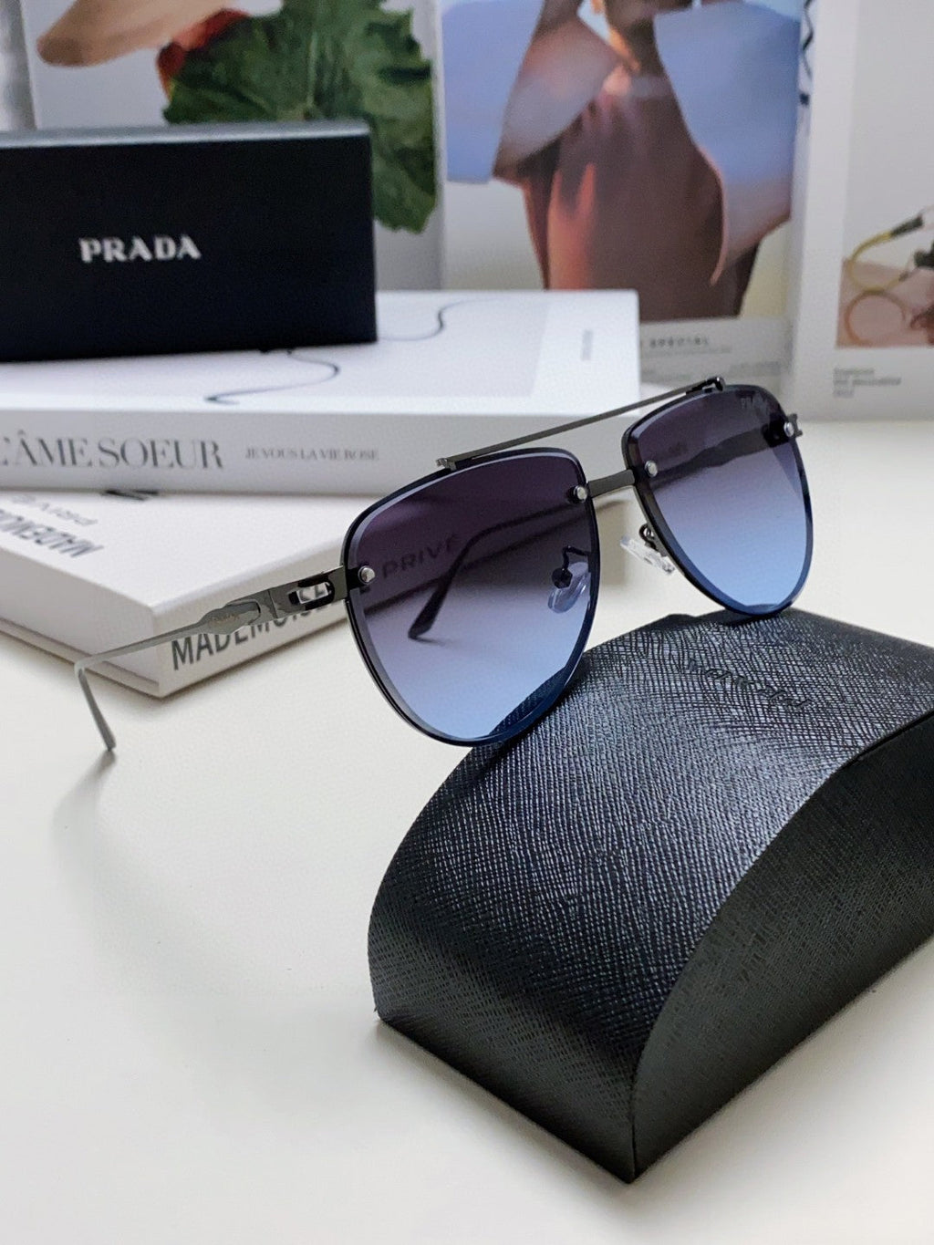 Prada Fashion Blue Lens Sunglasses for Men & Women - 487049 - detail image 7