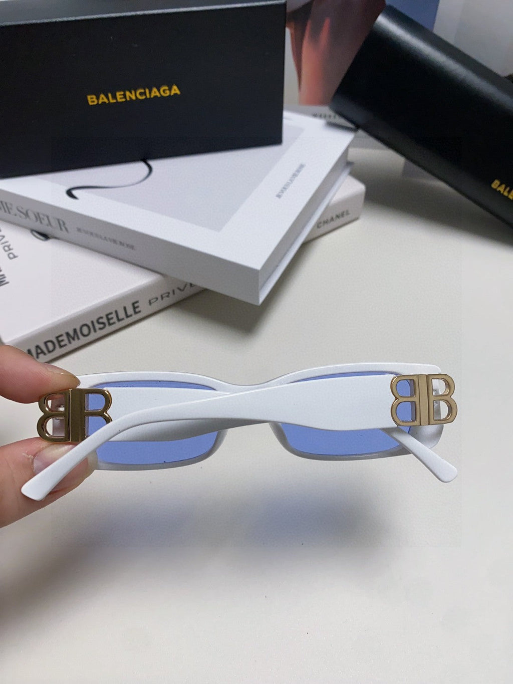 Balenciaga Rectangular Silver Lens Sunglasses for Men & Women - 487527 - detail image 3