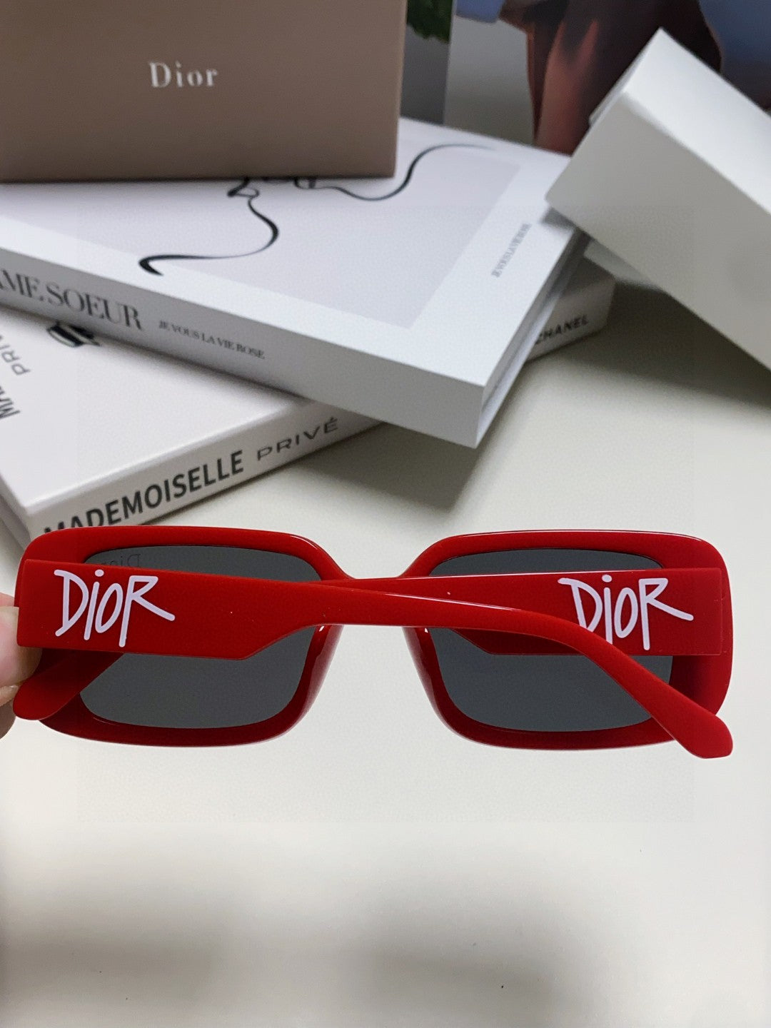Dior Square Red Lens Sunglasses for Women - 358186 - detail image 4