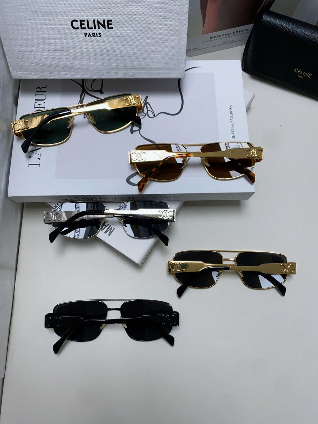 Celine CL40278 Metal Aviator Silver Lens Sunglasses for Men & Women