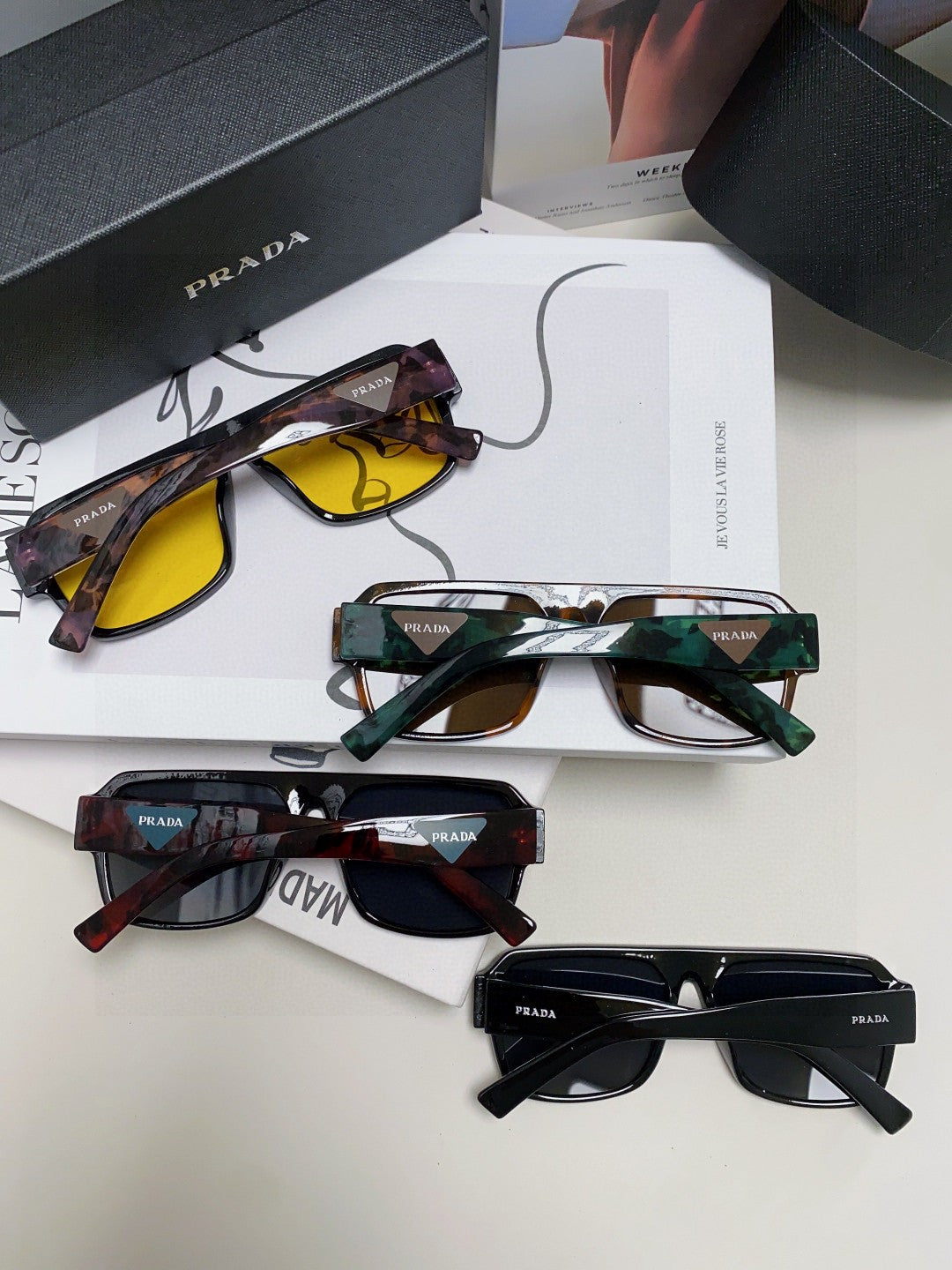 Prada Aviator Gold Lens Sunglasses for Men - detail image 8