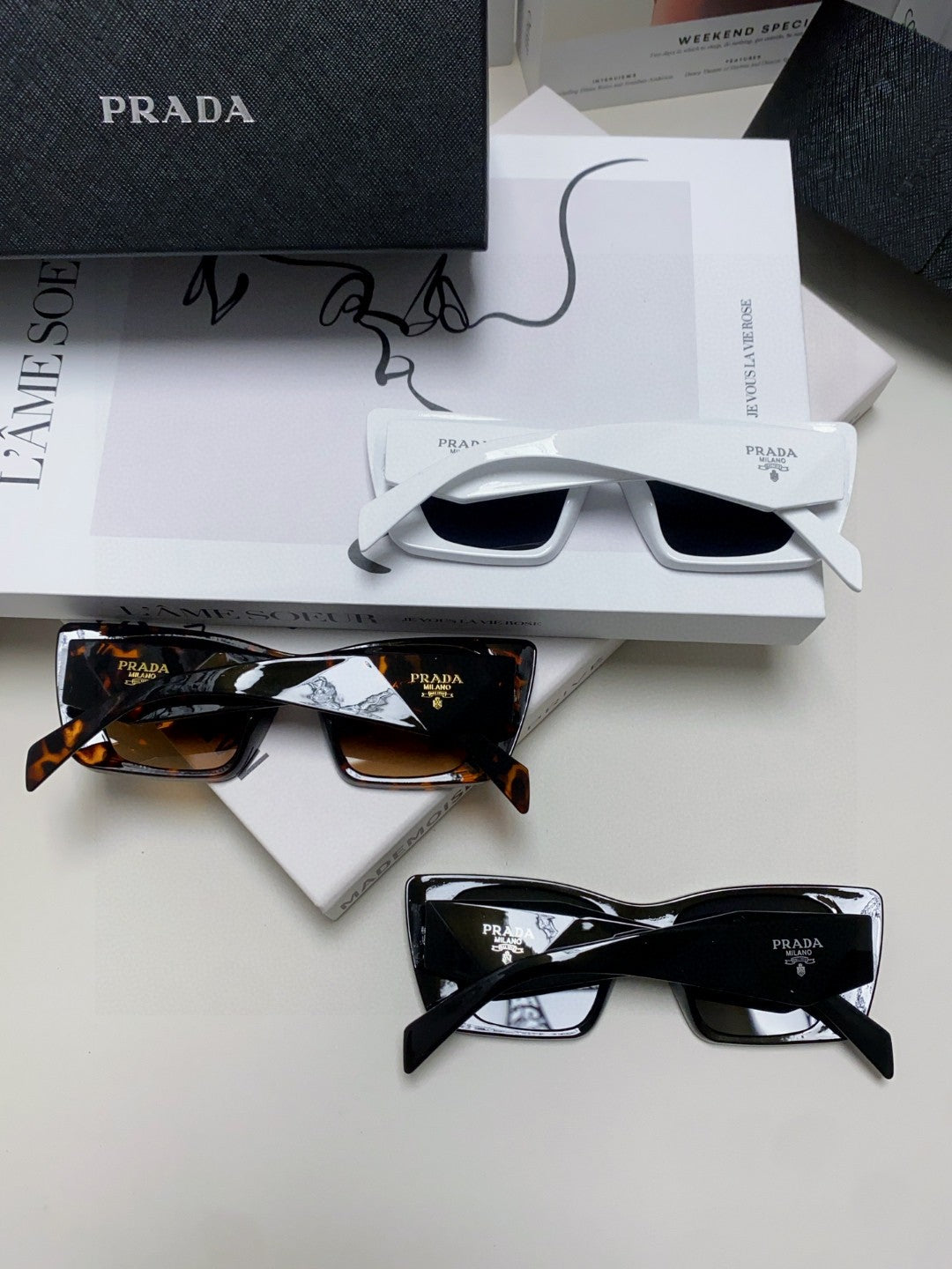 Prada 08YSF Browline Silver Lens Sunglasses for Men & Women - detail image 10