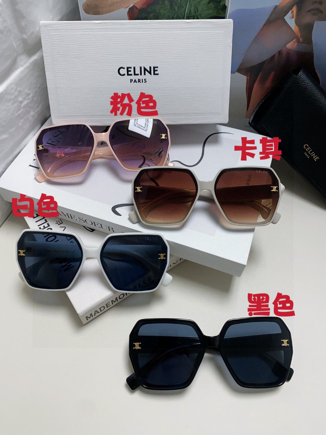 Celine Square Black Lens Sunglasses for Men & Women - 486937 - detail image 9