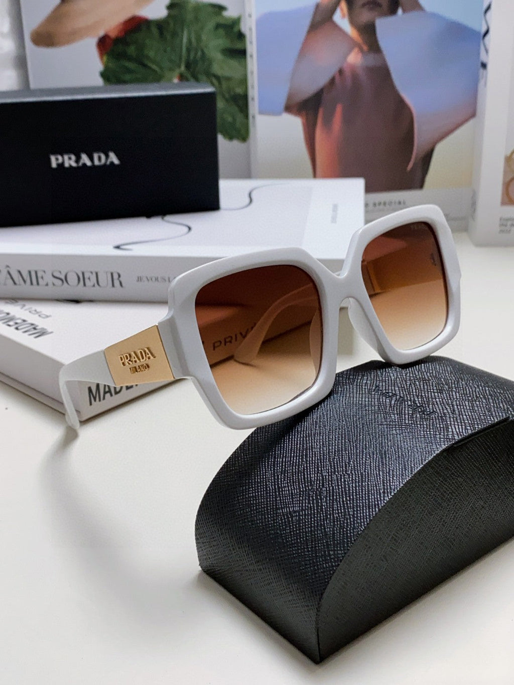 Prada Fashion Brown Lens Sunglasses for Men & Women - 487118 - detail image 7