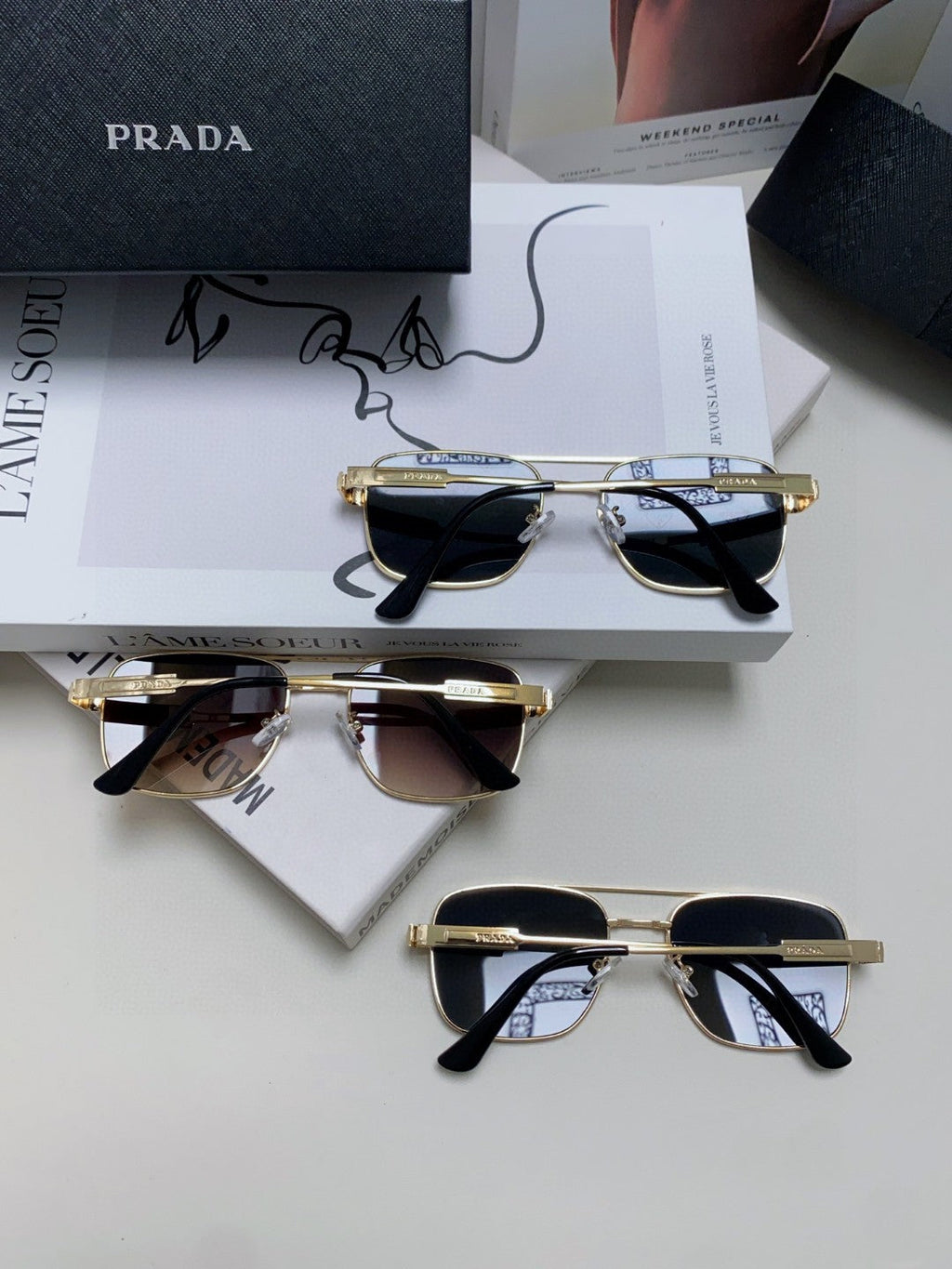 Prada Square Silver Lens Sunglasses for Men & Women - 487175 - detail image 8