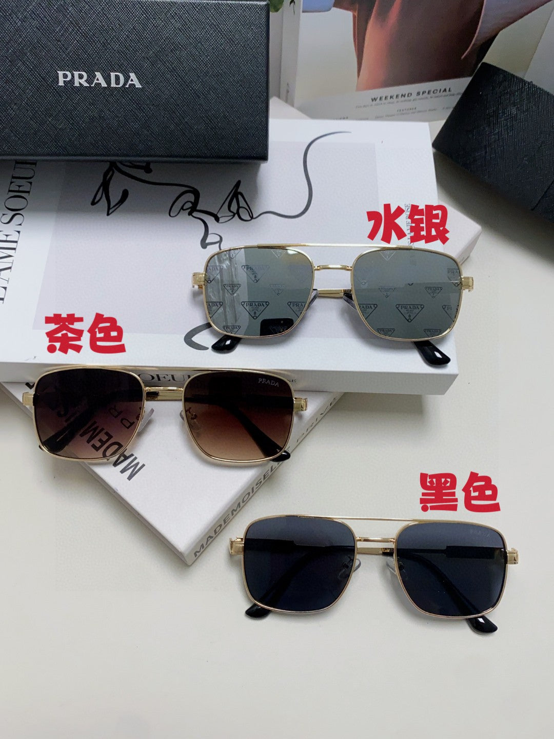 Prada Square Silver Lens Sunglasses for Men & Women - detail image 8