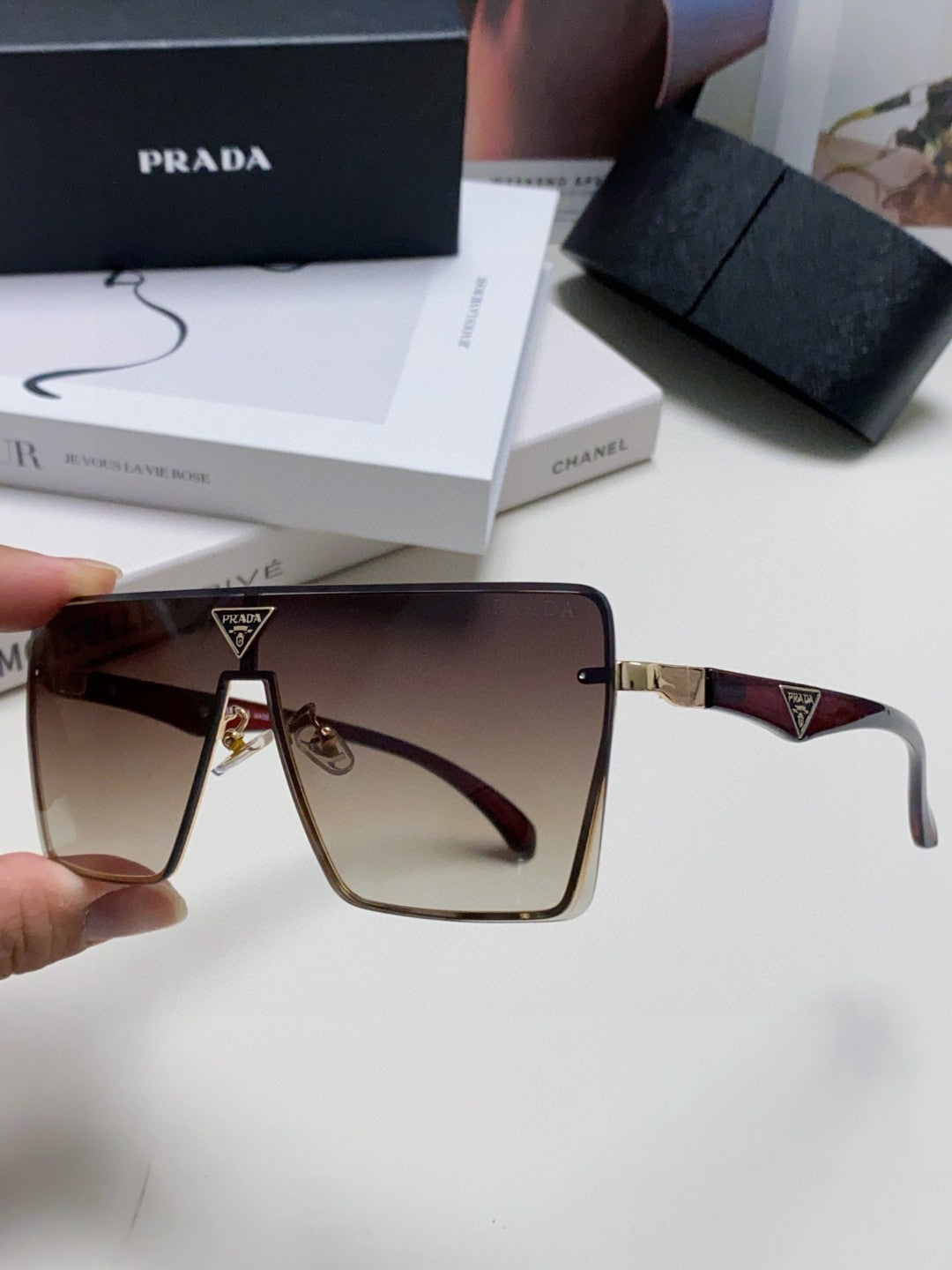 Prada Oversized Silver Lens Sunglasses for Men & Women - detail image 5