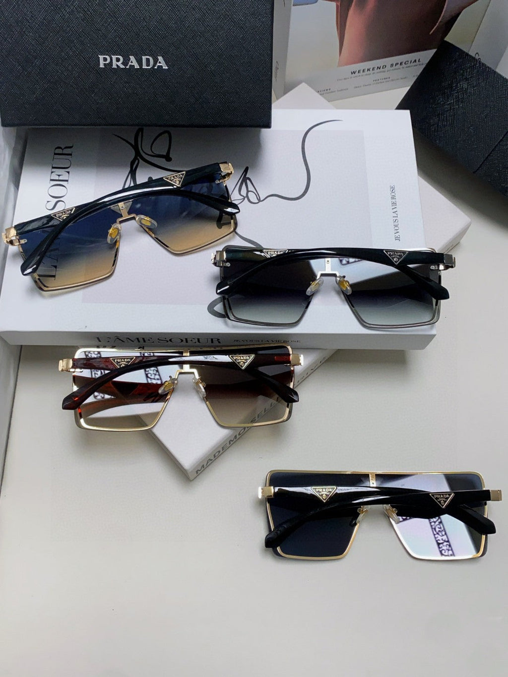 Prada Oversized Silver Lens Sunglasses for Men & Women - detail image 8