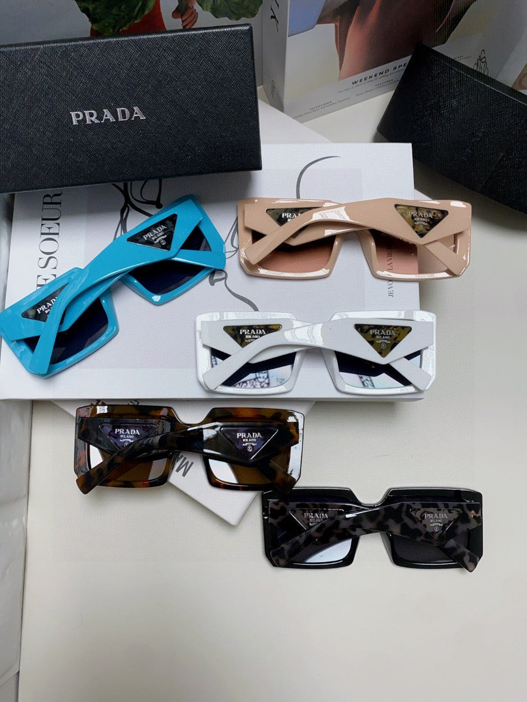 Prada Metal Oversized Brown Lens Sunglasses for Men - detail image 8