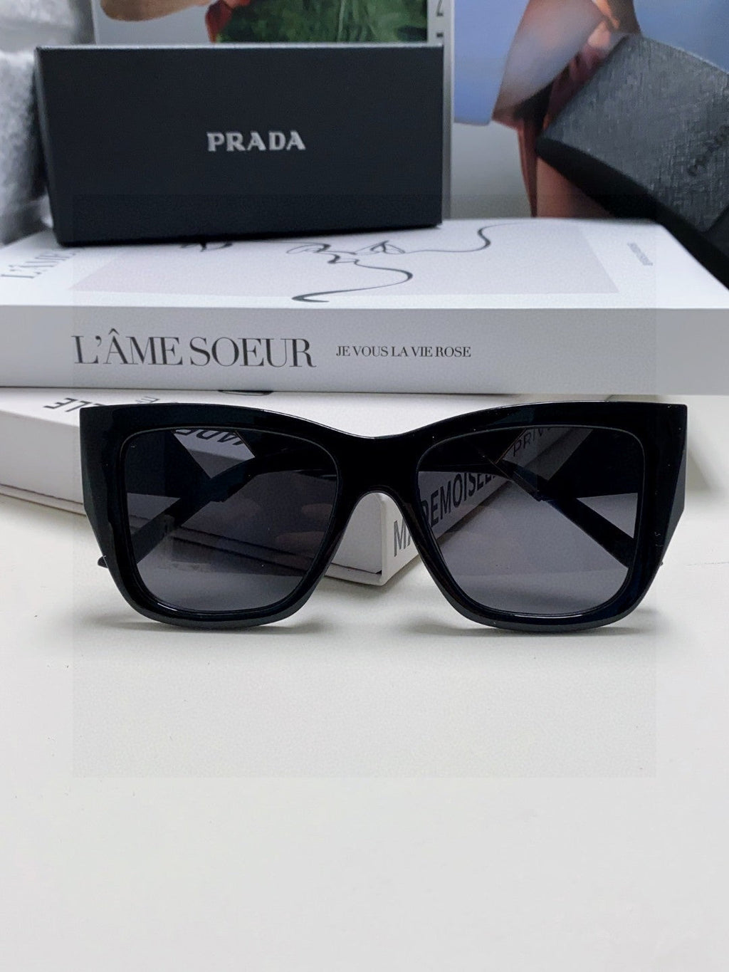 Prada Square Gray Lens Sunglasses for Women - detail image 6