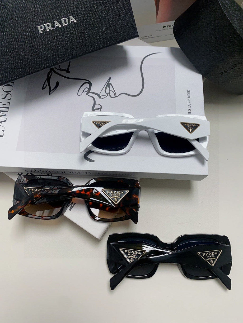 Prada Square Red Lens Sunglasses for Women - 382691 - detail image 8