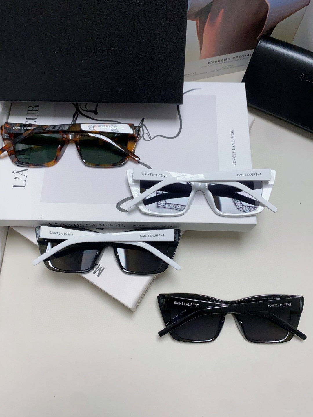 Saint Laurent Polarized Oversized Silver Lens Sunglasses for Men & Women - detail image 8