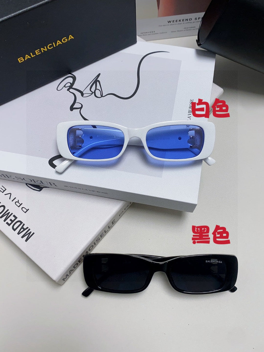 Balenciaga Rectangular Silver Lens Sunglasses for Men & Women - 382928 - detail image 8
