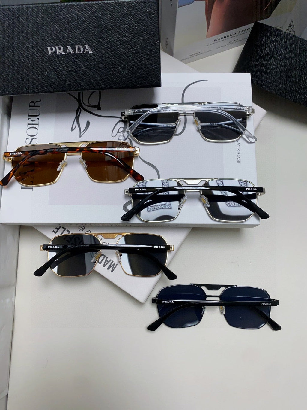 Prada Fashion Blue Lens Sunglasses for Men - 398898 - detail image 8