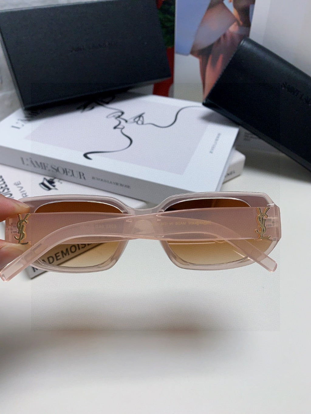 Saint Laurent Blue-Light Cat-Eye Brown Lens Sunglasses for Men & Wome - 415552 - detail image 3