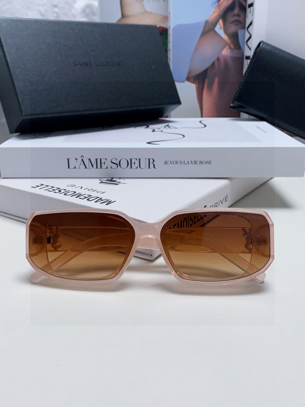 Saint Laurent Blue-Light Cat-Eye Brown Lens Sunglasses for Men & Wome - 415552 - detail image 4