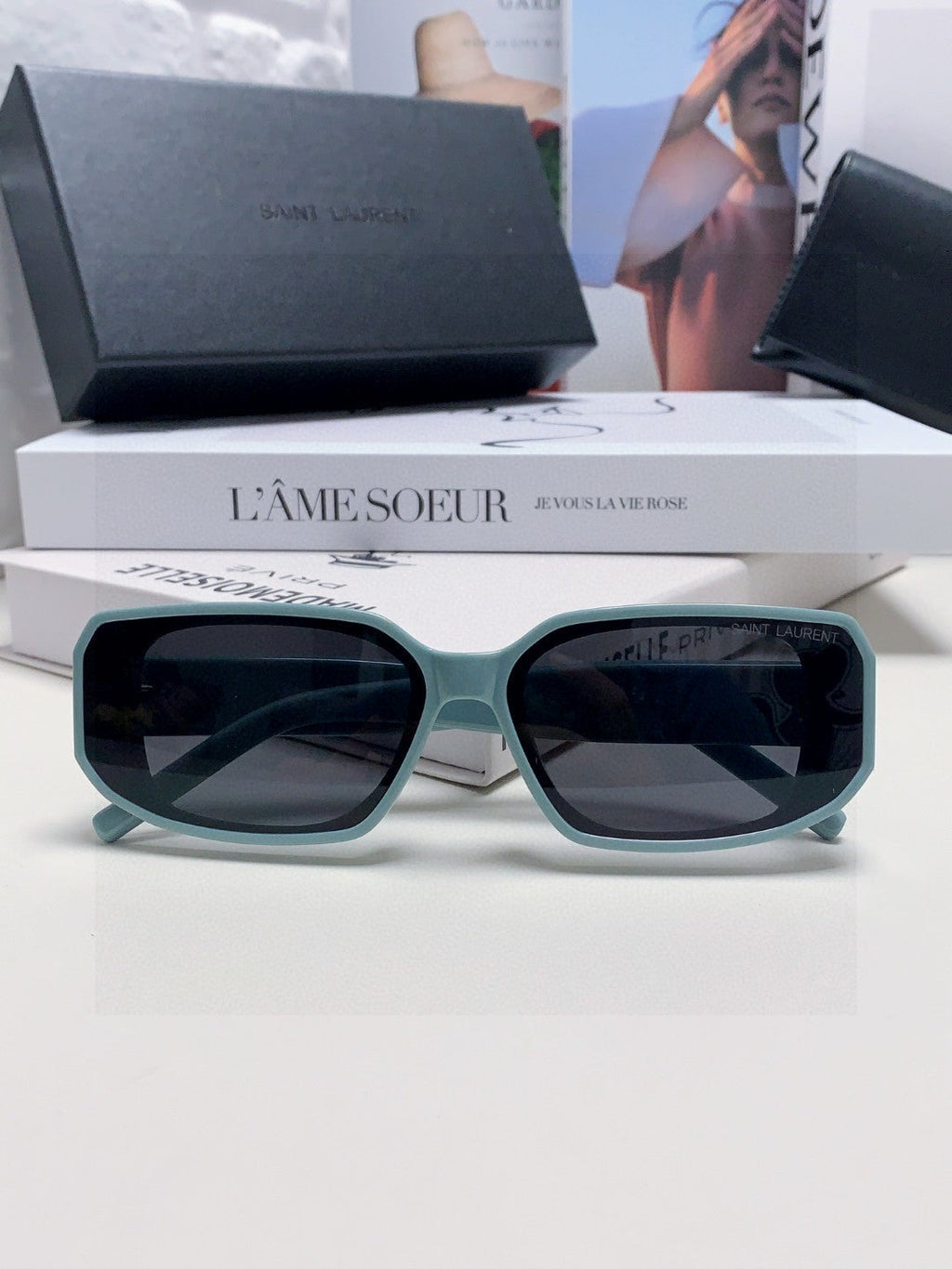 Saint Laurent Blue-Light Cat-Eye Black Lens Sunglasses for Men & Wome - 415553 - detail image 5