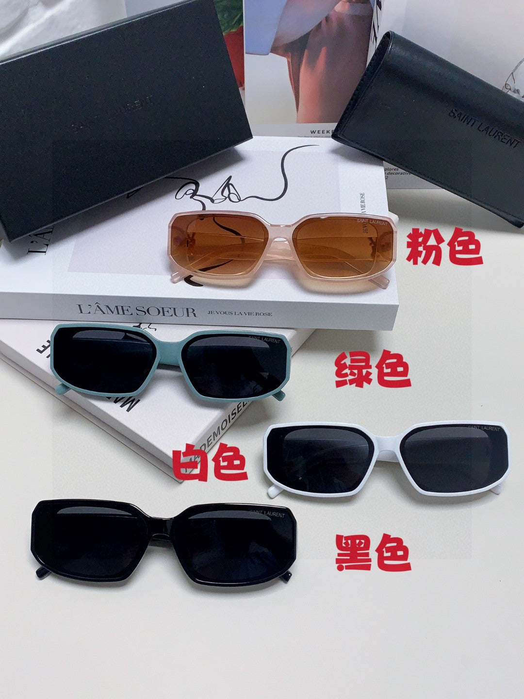 Saint Laurent Blue-Light Cat-Eye Black Lens Sunglasses for Men & Wome - 415555 - detail image 8