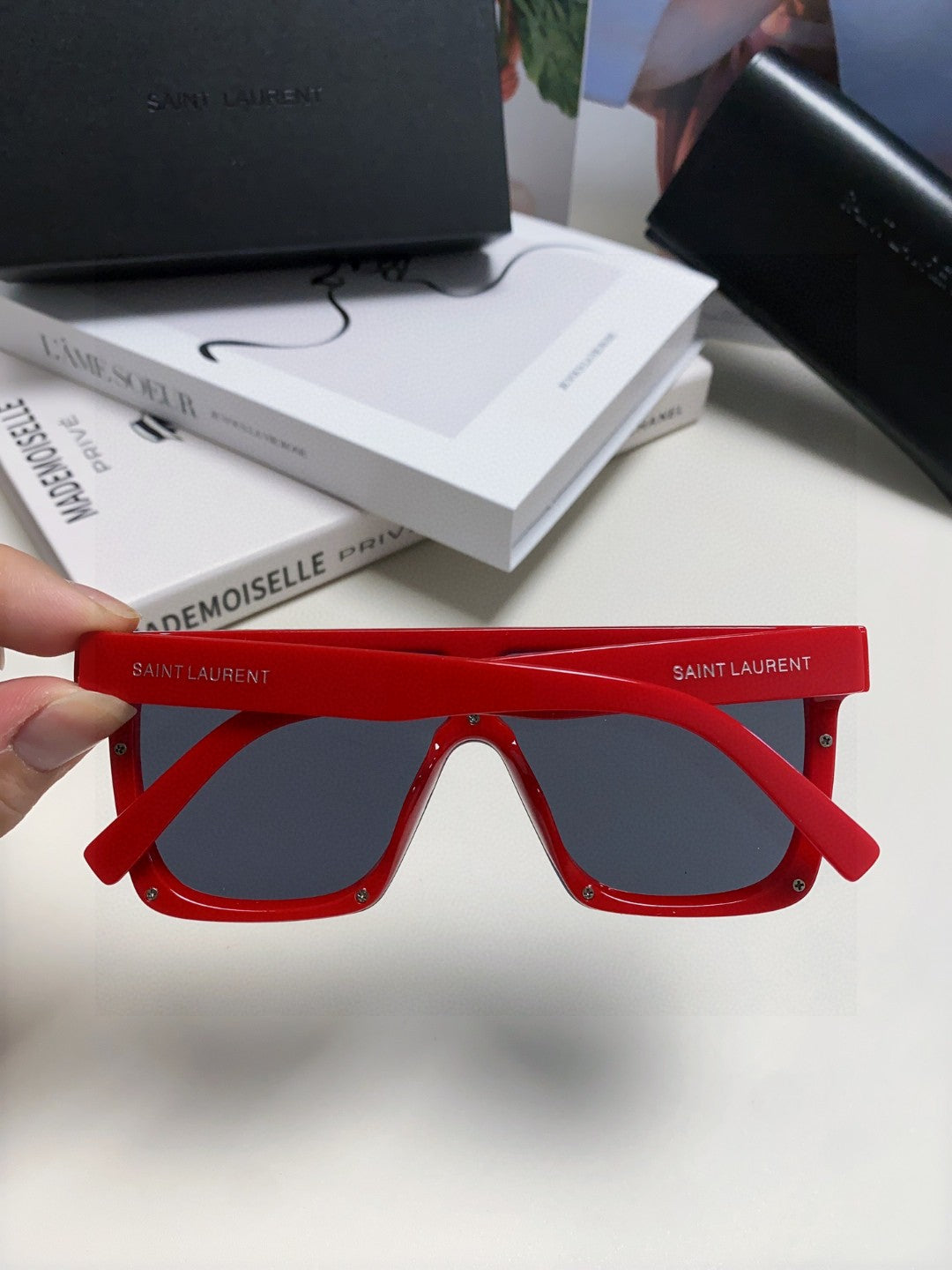 Saint Laurent Acetate Oversized Blue Lens Sunglasses for Men & Women - 415561 - detail image 3