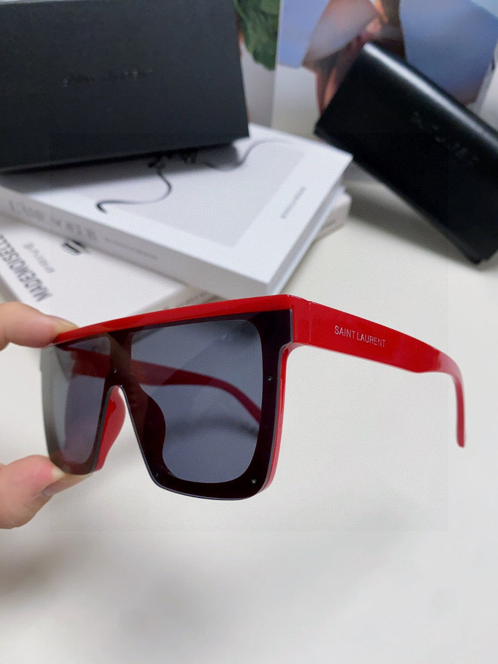 Saint Laurent Acetate Oversized Blue Lens Sunglasses for Men & Women - 415561 - detail image 4