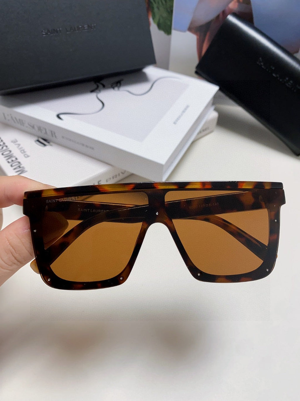 Saint Laurent Acetate Oversized Brown Lens Sunglasses for Men & Women - detail image 2