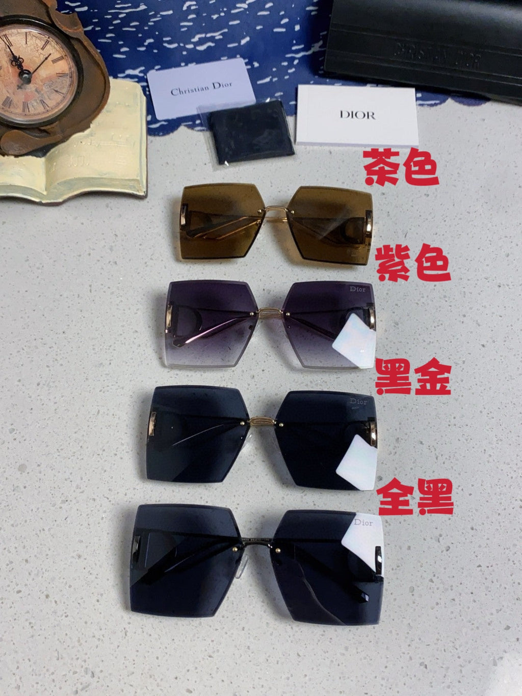 Dior 30MONTAIGNE Lightweight Rimless Blue Lens Sunglasses for Men & W - 867126 - detail image 12