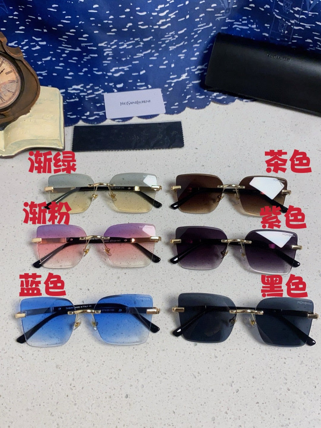 Saint Laurent Lightweight Rimless Purple Lens Sunglasses for Men & Women - detail image 12