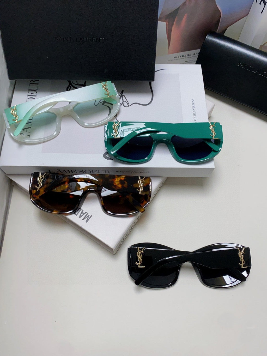 Saint Laurent Round Blue Lens Sunglasses for Women - detail image 8