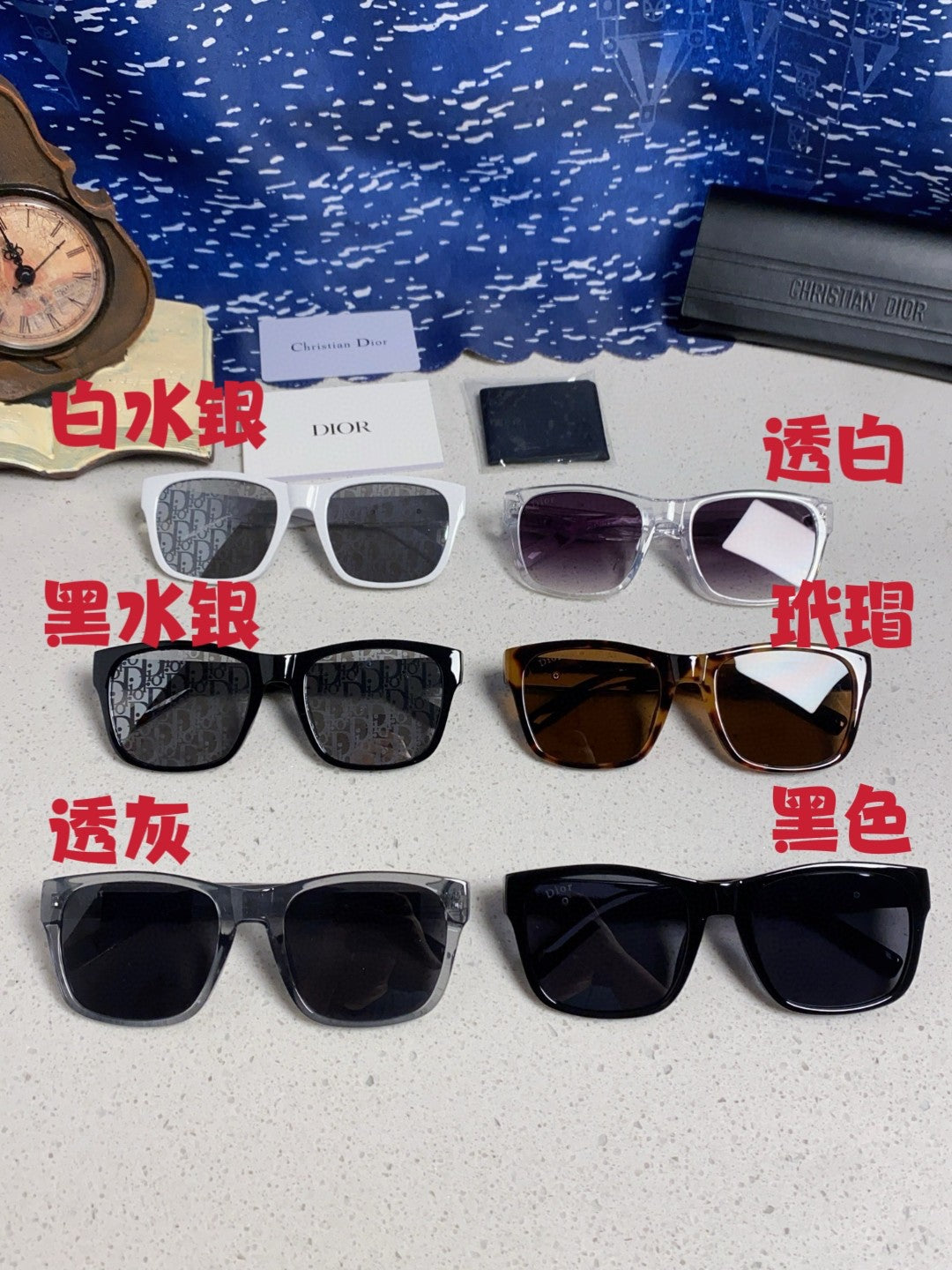 Dior Acetate Square Black Lens Sunglasses for Men & Women - 358198 - detail image 12