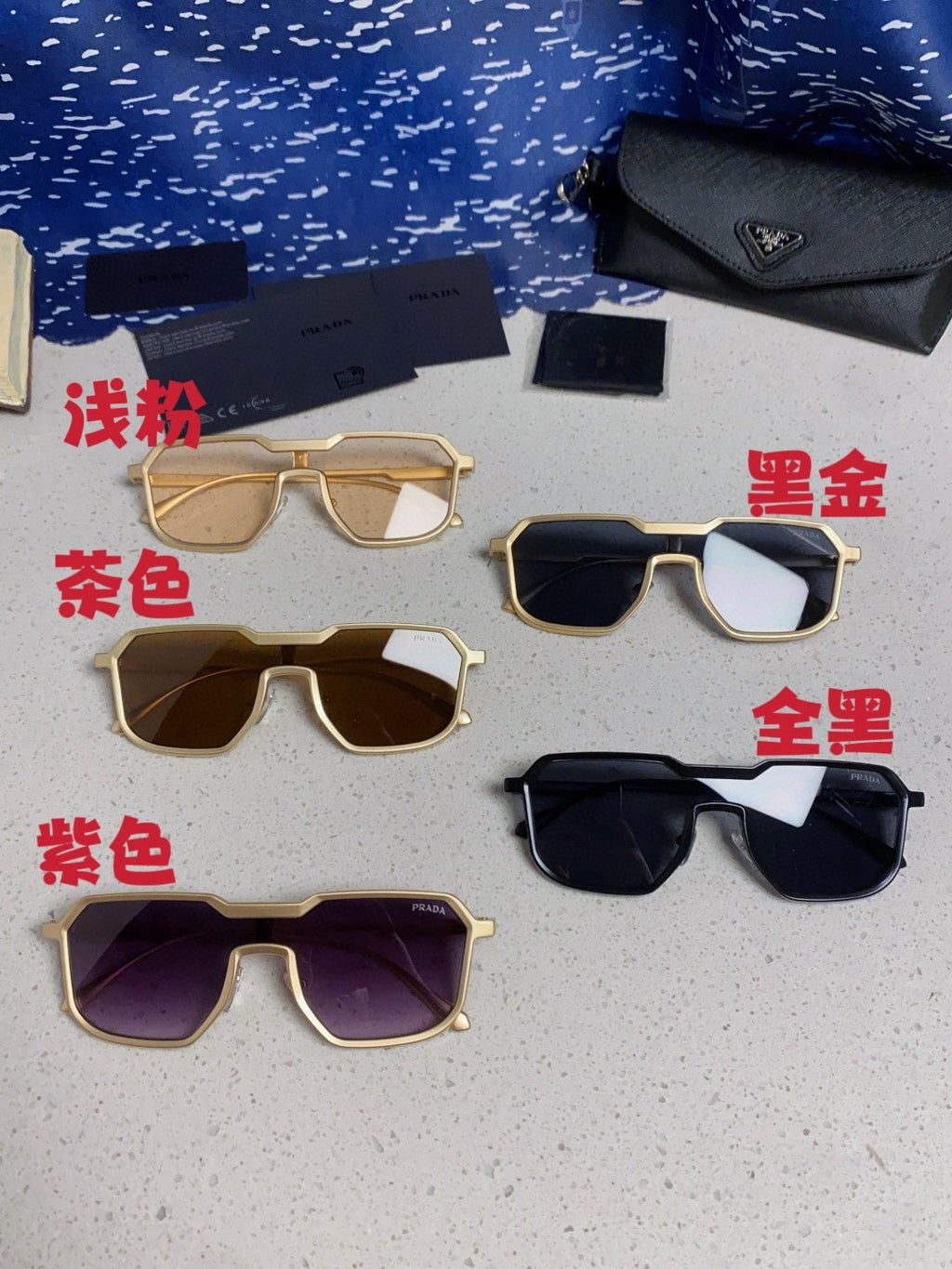 Prada Metal Fashion Blue Lens Sunglasses for Men - detail image 12