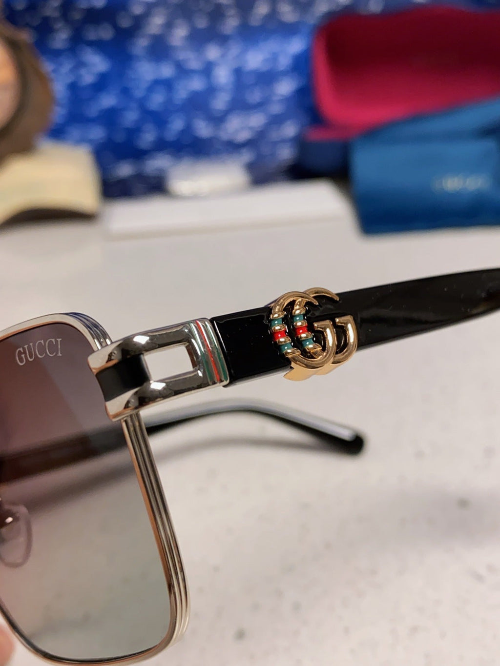 Gucci Metal Square Silver Lens Sunglasses for Men & Women - 158234 - detail image 7