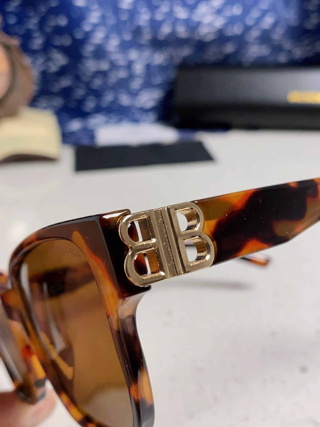 Balenciaga Folding Square Brown Lens Sunglasses for Men & Women - detail image 7