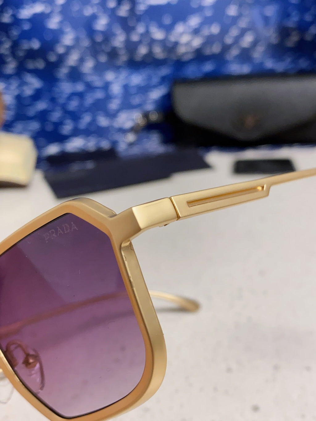 Prada Metal Fashion Purple Lens Sunglasses for Men - detail image 7