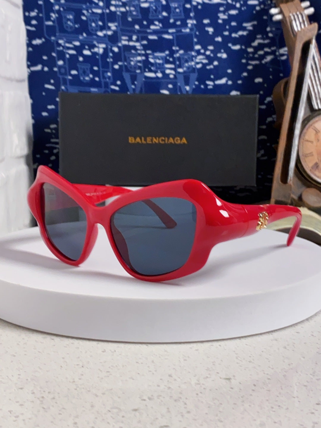 Balenciaga Oversized Red Lens Sunglasses for Women - 432530