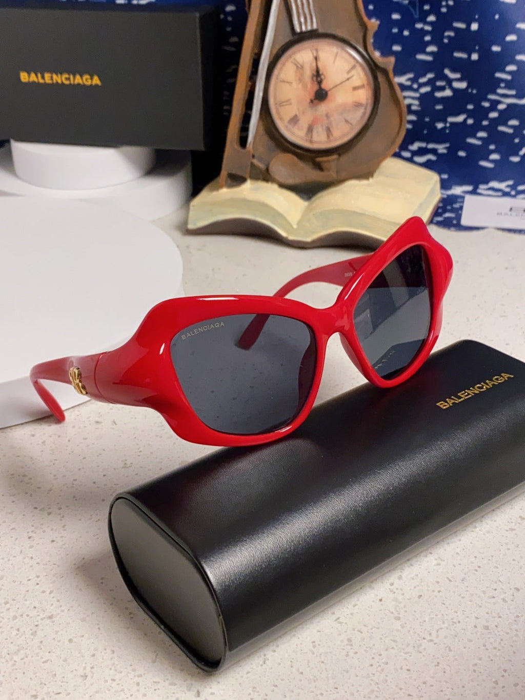 Balenciaga Oversized Red Lens Sunglasses for Women - 358630 - detail image 10