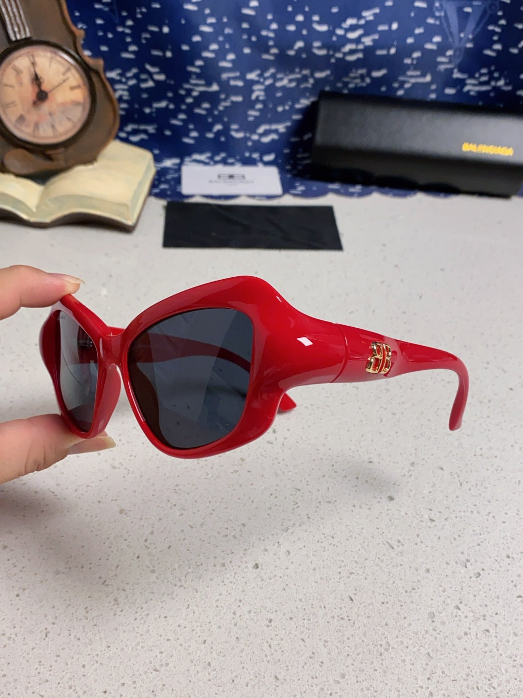Balenciaga Oversized Red Lens Sunglasses for Women - 358630 - detail image 6
