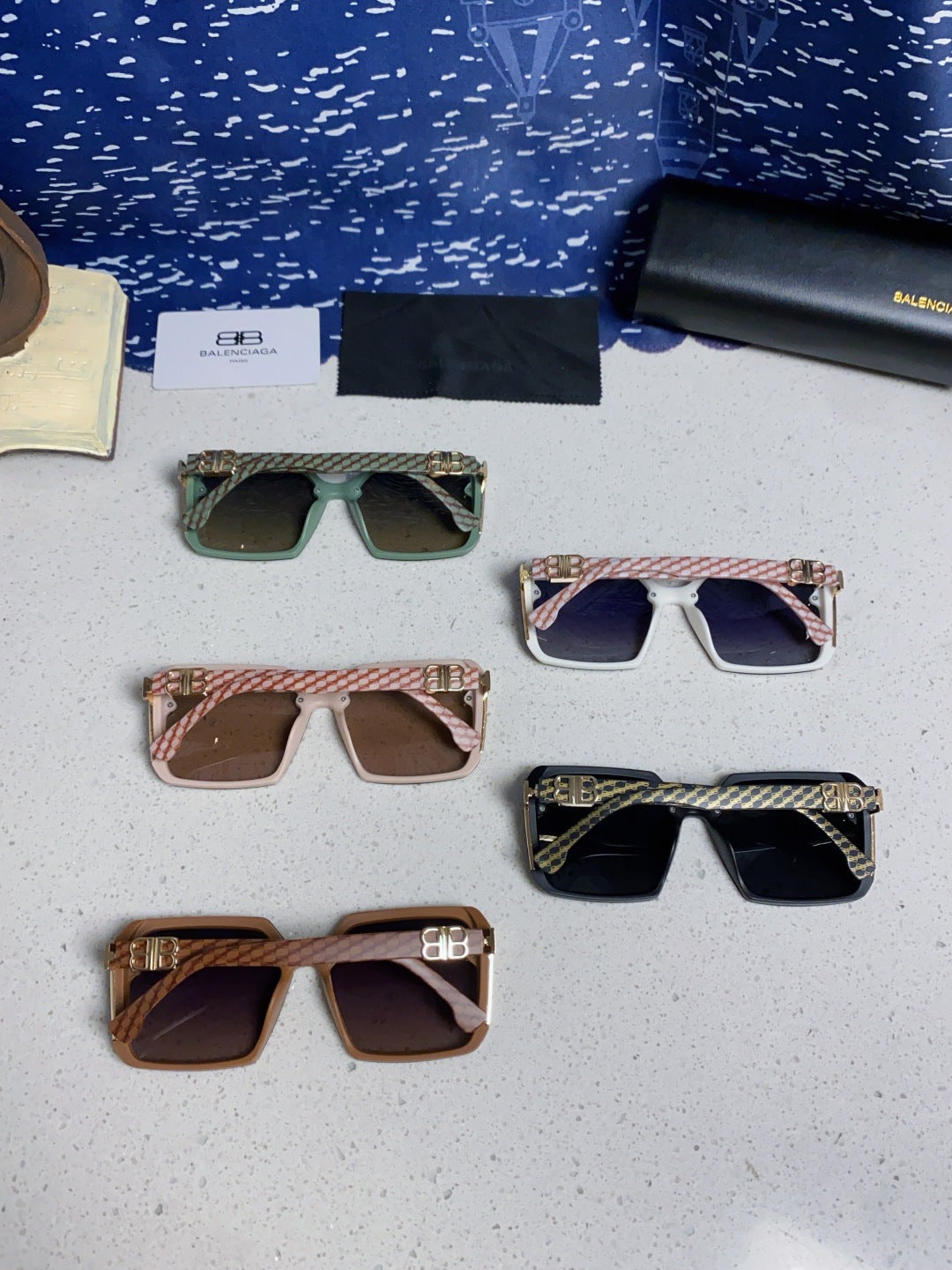 Balenciaga Square Blue Lens Sunglasses for Men & Women - 432556 - detail image 10