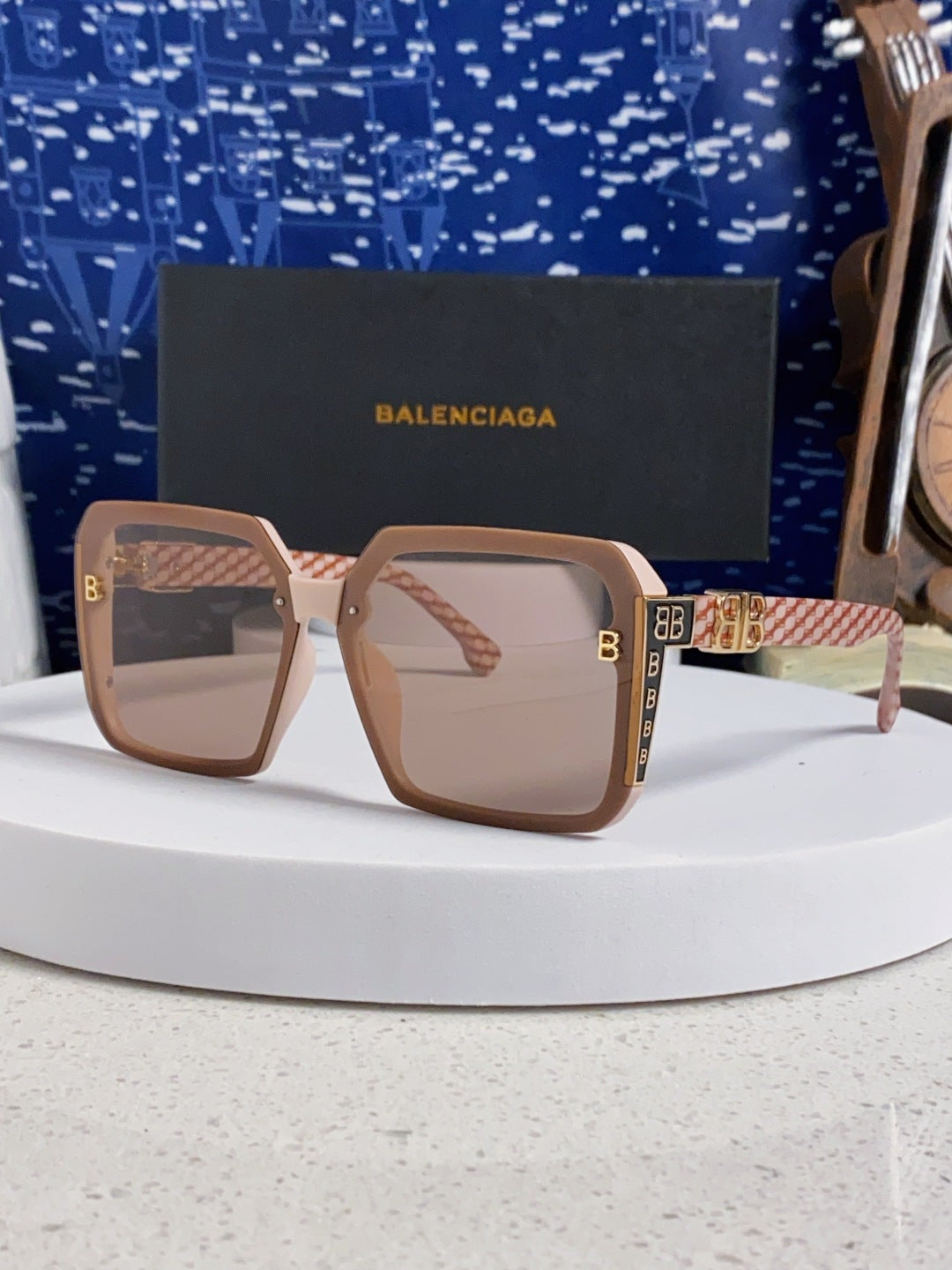 Balenciaga Square Red Lens Sunglasses for Men & Women - 432554