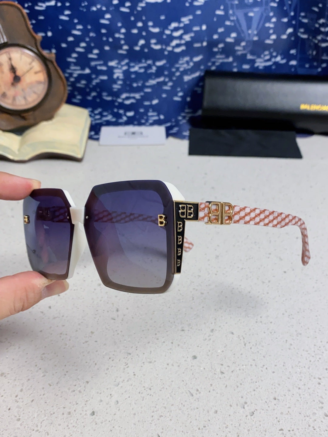 Balenciaga Square Blue Lens Sunglasses for Men & Women - 158573 - detail image 6