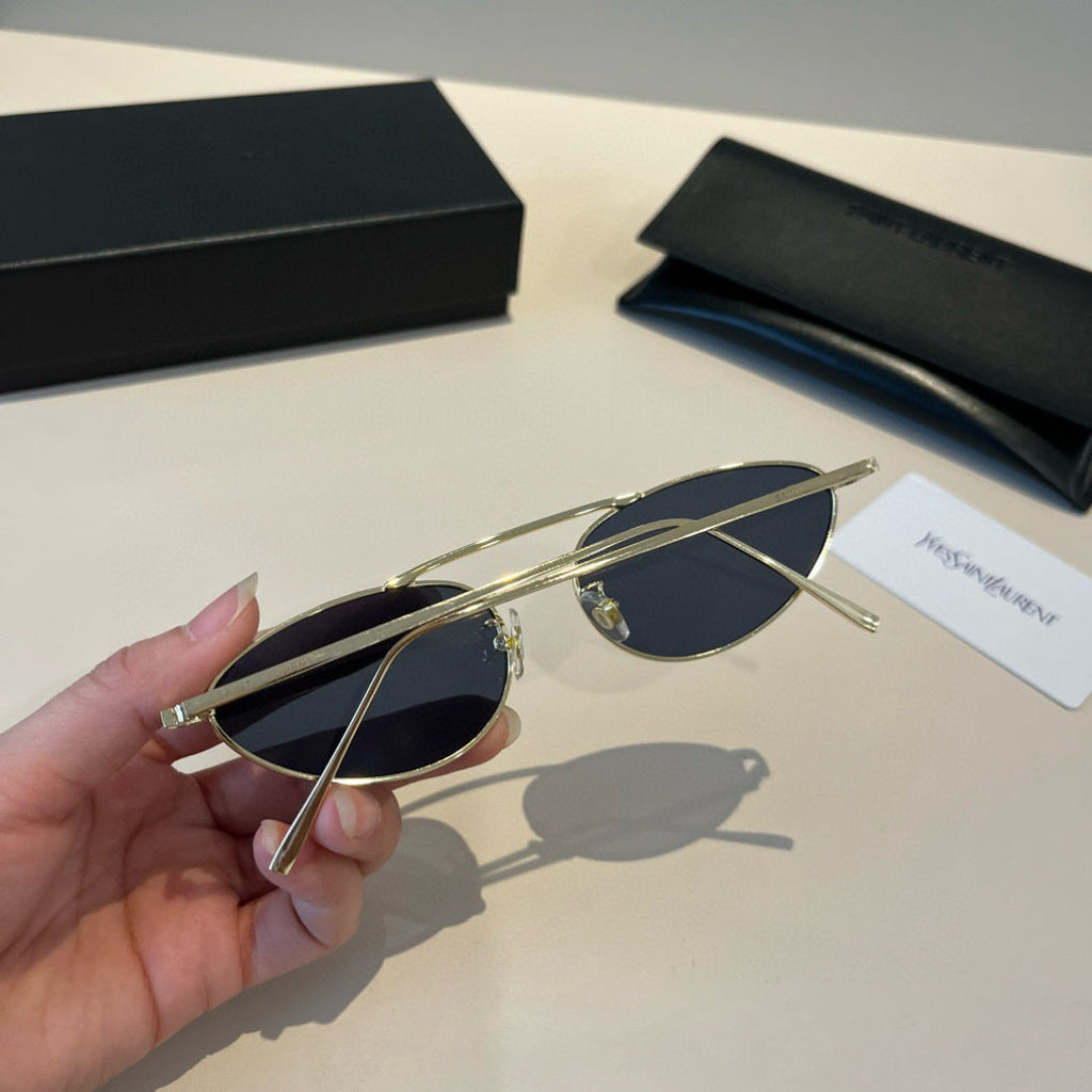 Saint Laurent Metal Cat-Eye Silver Lens Sunglasses for Men & Women - 382489 - detail image 7