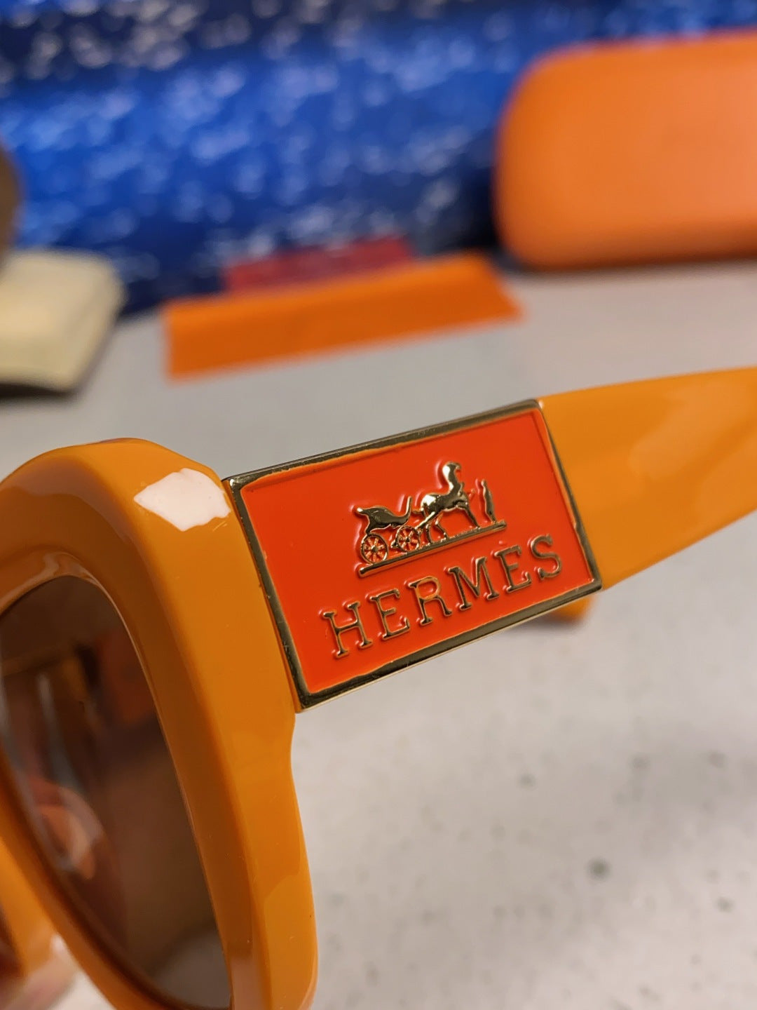 Hermès Cat-Eye Orange Lens Sunglasses for Men & Women - detail image 7