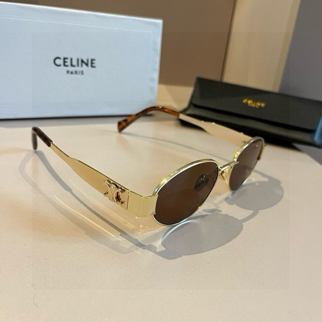 Celine Cat-Eye Gold Lens Sunglasses for Men & Women - 486955