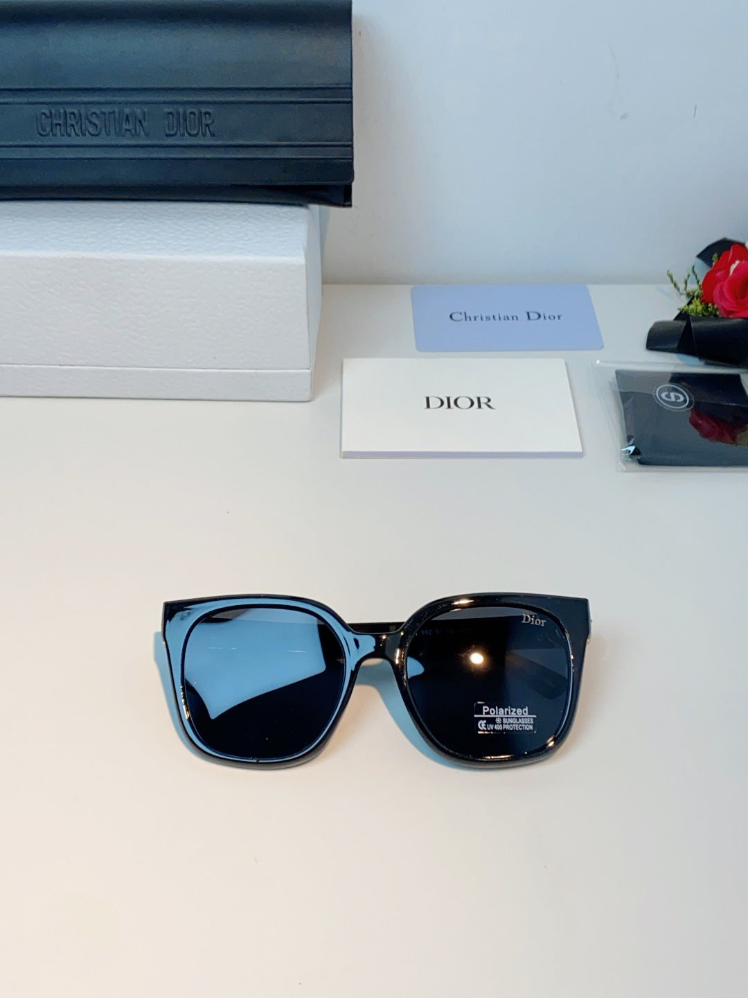 Dior Polarized Cat-Eye Black Lens Sunglasses for Women - 934545 - detail image 9