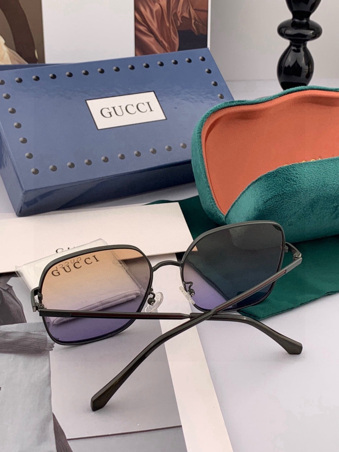 Gucci G22201 Metal Square Black Lens Sunglasses for Men & Women - 934081 - detail image 4