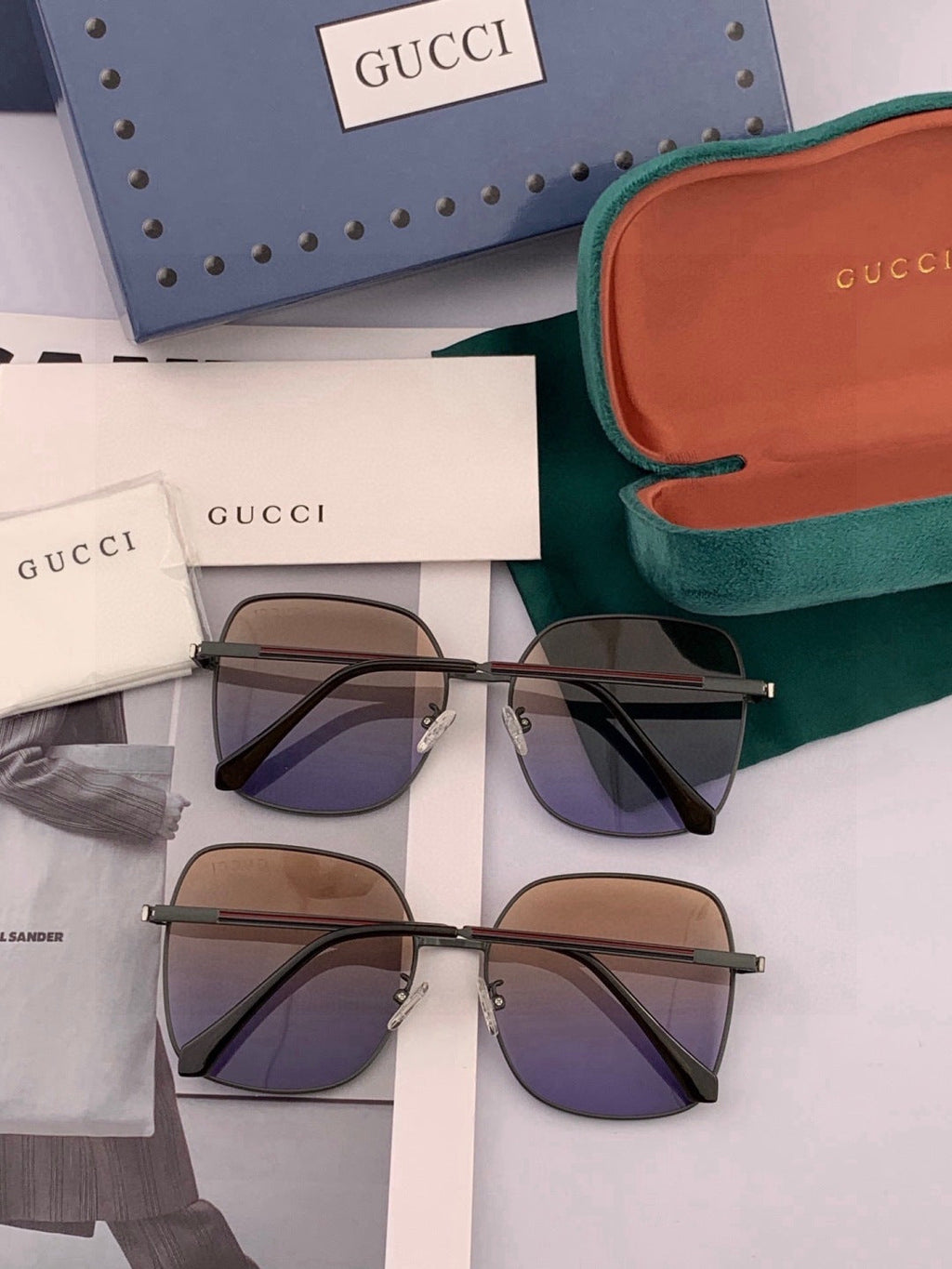 Gucci G22201 Metal Square Black Lens Sunglasses for Men & Women - 934081 - detail image 6