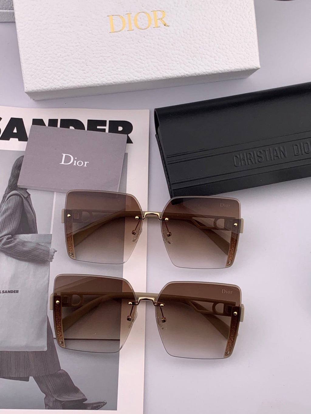 Dior CD6971 Square Brown Lens Sunglasses for Women - detail image 6