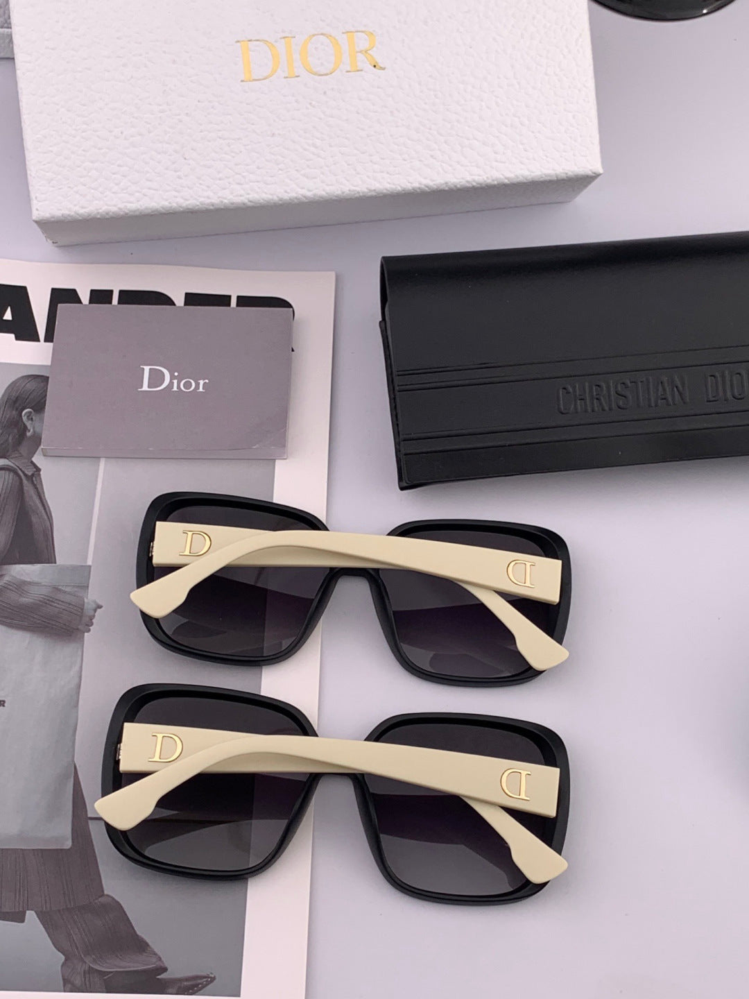 Dior D7277 Polarized Square Black Lens Sunglasses for Men & Women - 934554 - detail image 6