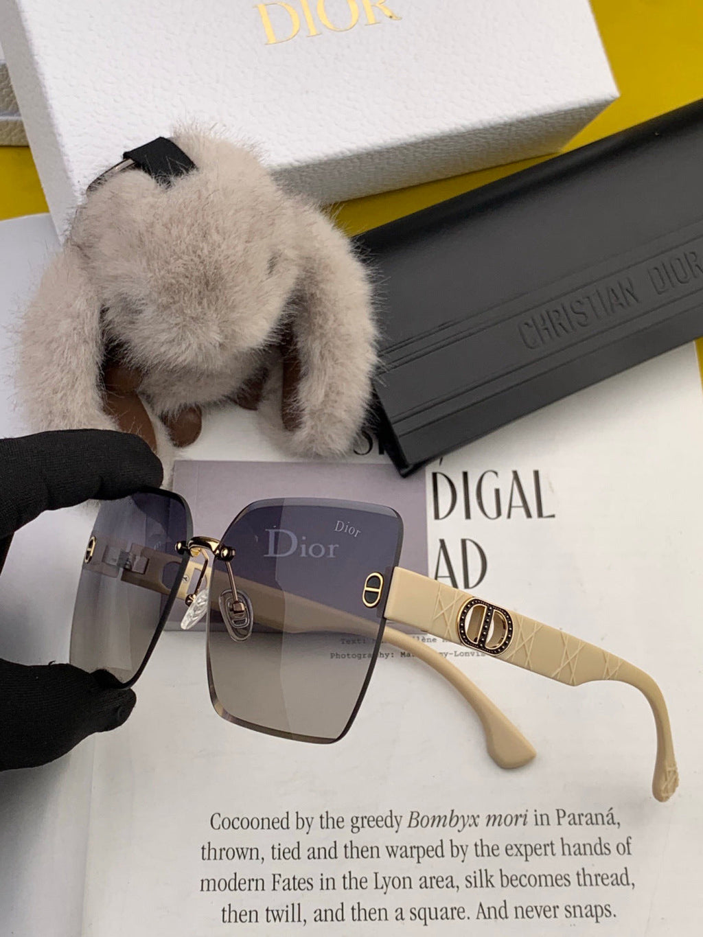 Dior D3550 Square Black Lens Sunglasses for Men & Women - 997966 - detail image 6